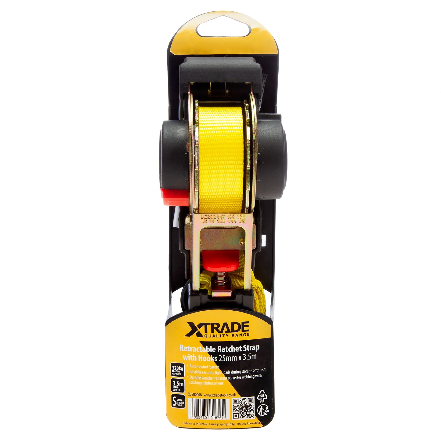 XTrade Retractable Ratchet Straps with Hooks 25mm x 3.5m
