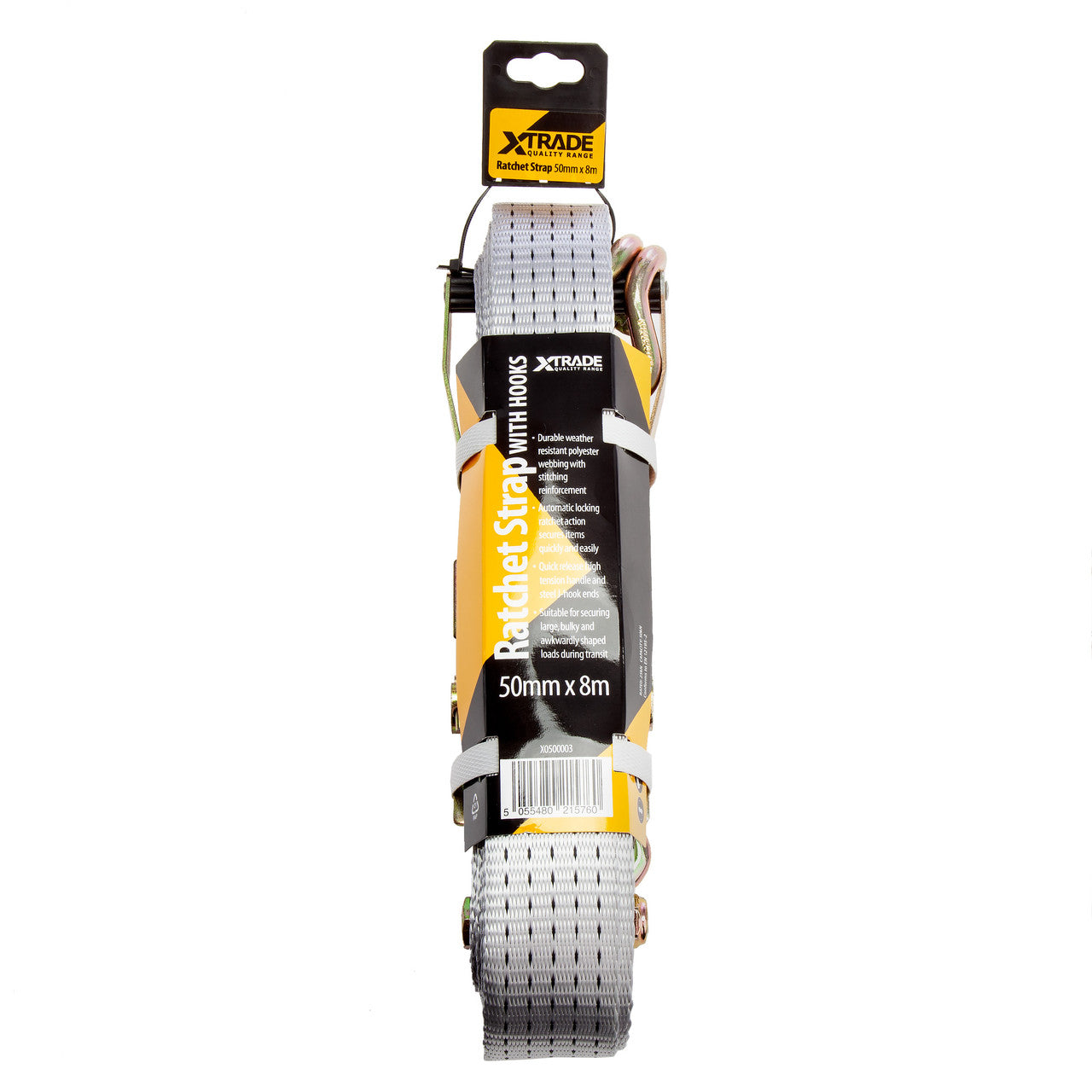 XTrade Ratchet Straps with Hooks 50mm x 8m