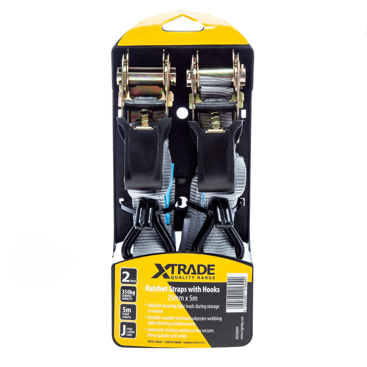 XTrade Ratchet Straps with Hooks 25mm x 5m Twin Pack