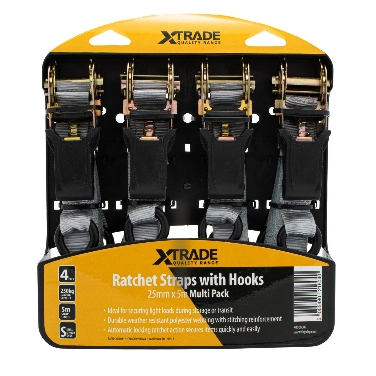 XTrade Ratchet Straps with Hooks 25mm x 5m Multi Pack