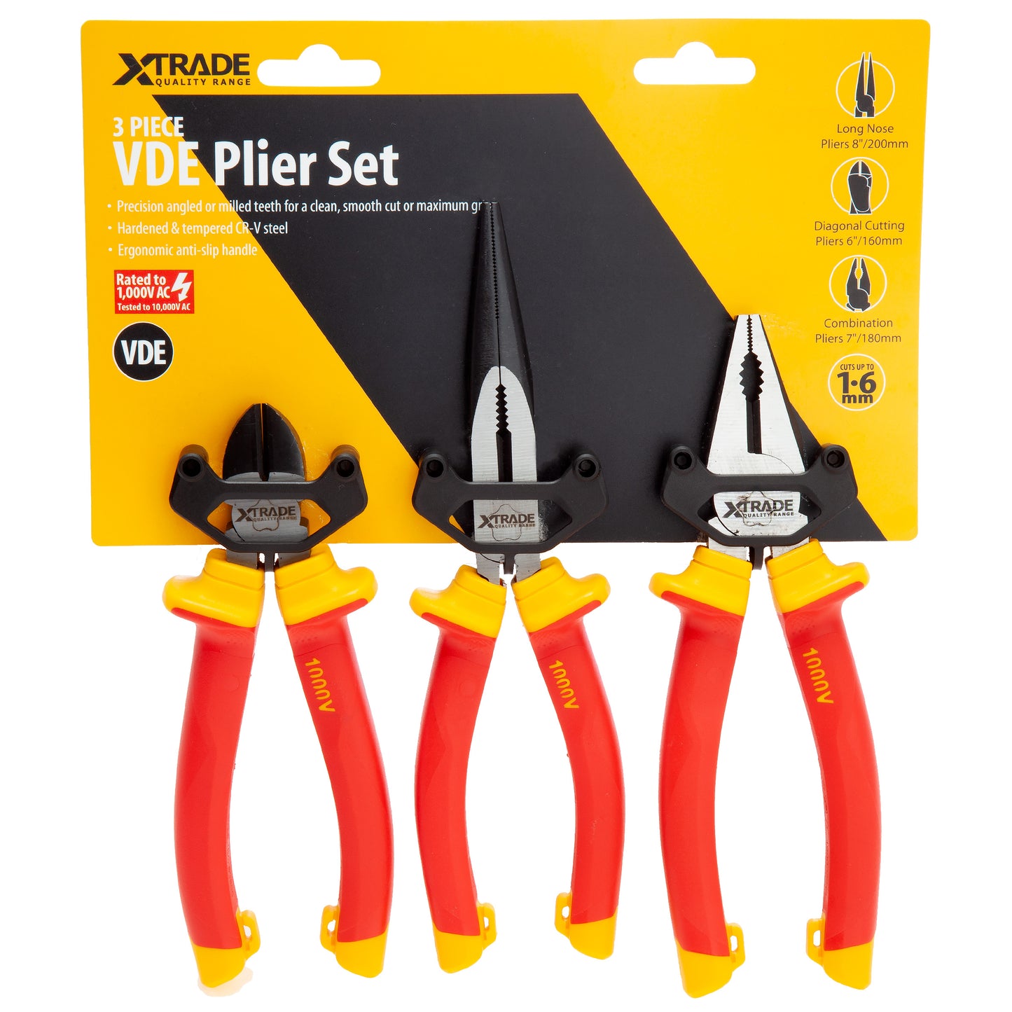 XTrade 3 Piece VDE Plier Set