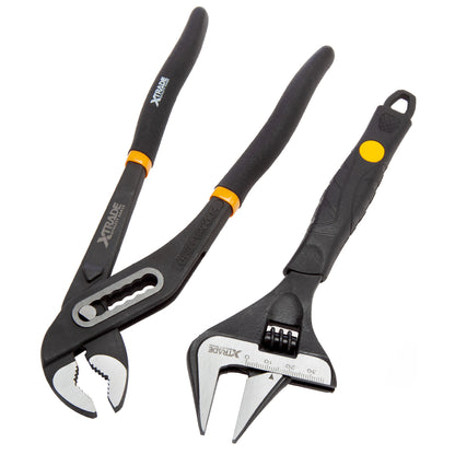 XTrade Water Pump Plier & Wide Jaw Adjustable Wrench Set